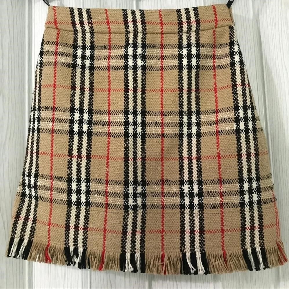 New 💯 Original BURBERRY Catia Skirt VINTAGE CHECK BOUCLÉ MINISKIRT