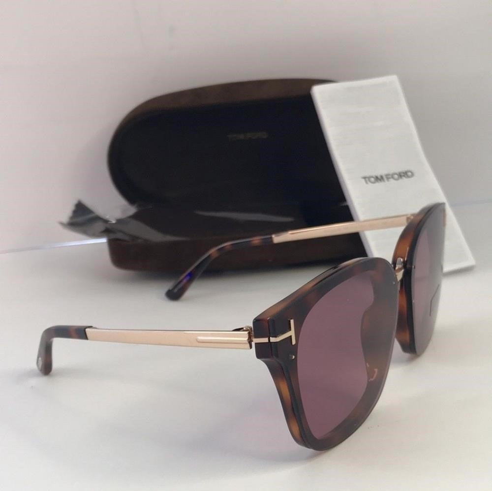 New 💯 Original Tom Ford® FT1014 Philippa-02 52Y - Shiny Dark Havana  Logo