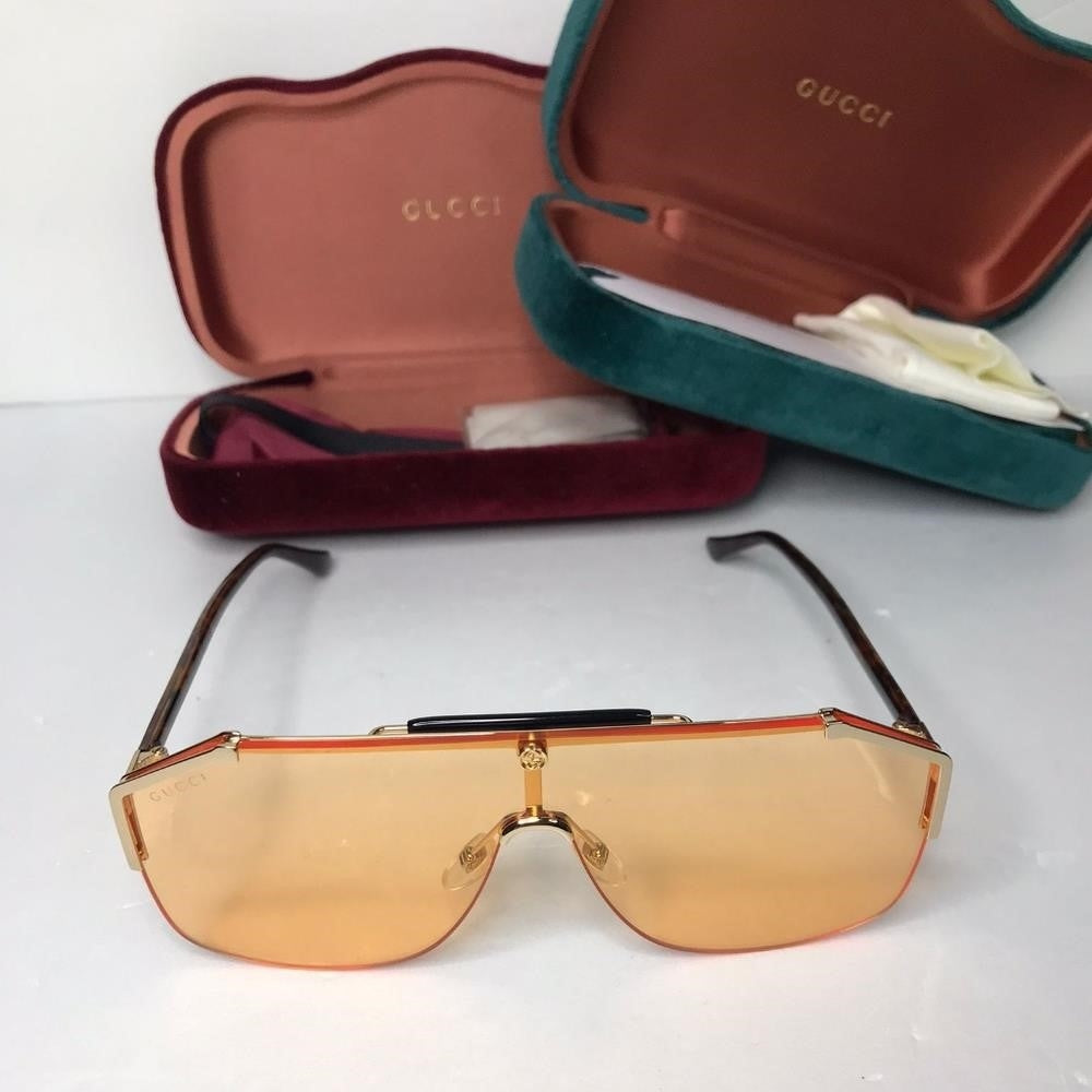 New - 💯Original Gucci Yellow Shield Men's Sunglasses GG0291S 003