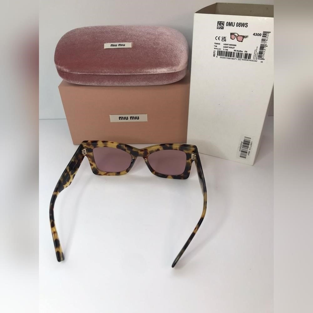 💯 Original MU 08WS MIU MIU Tortoiseshell square sunglasses