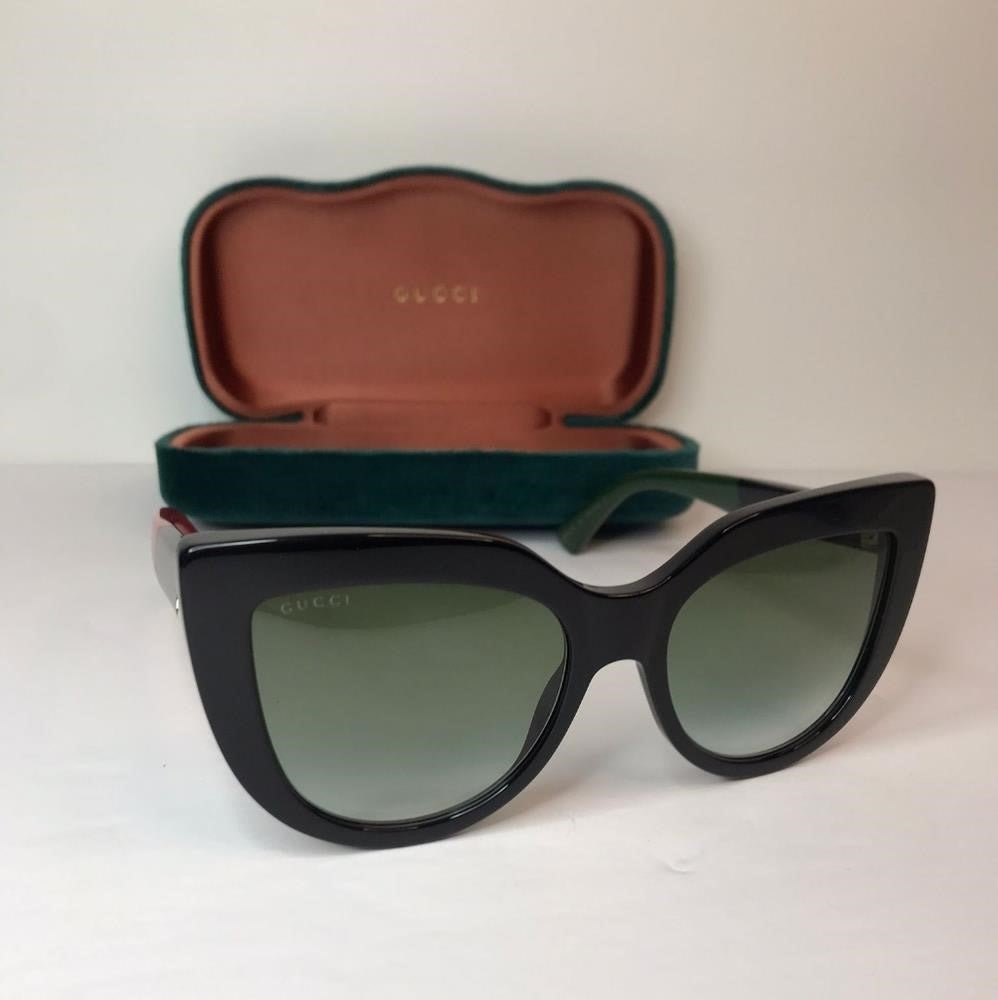 New - 💯 Original Gucci Sunglasses GG0164SN 003 Black with Red and Green Brown