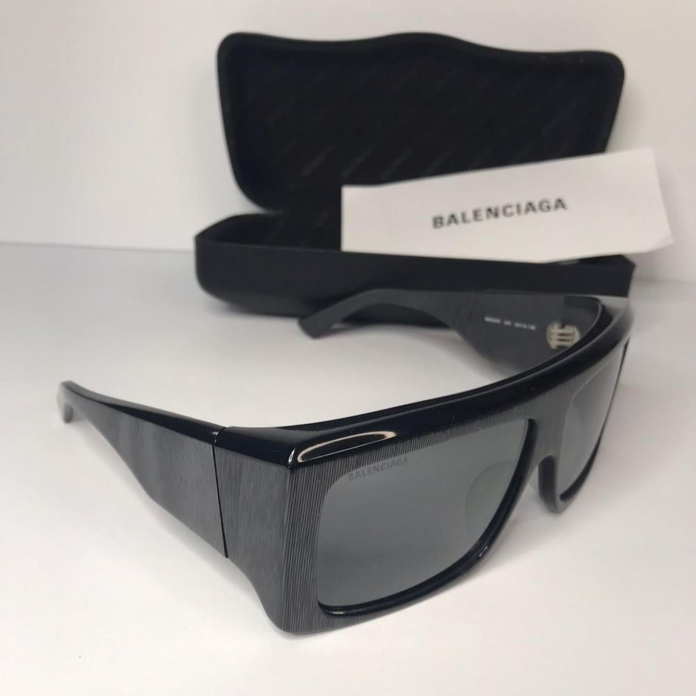 💯 Original Balenciaga Black BB0002S Shield Sunglasses