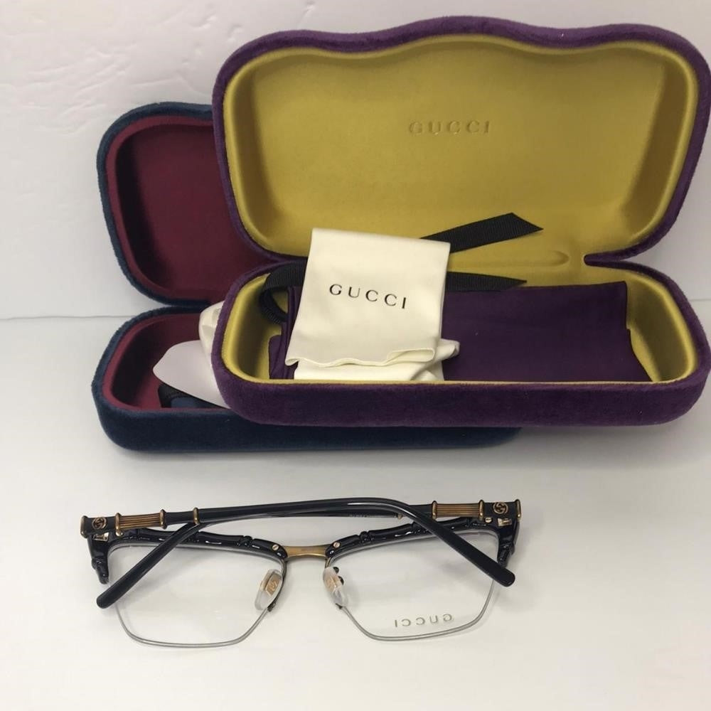 💯 Original Gucci GG0660O 001 58mm Black/Black Semi-Rimless Eyeglasses Frames.