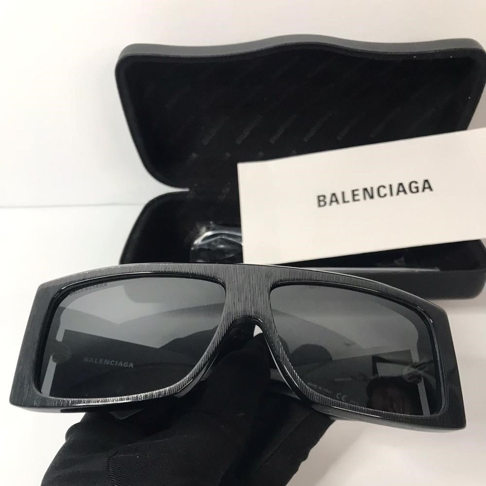 💯 Original Balenciaga Black BB0002S Shield Sunglasses