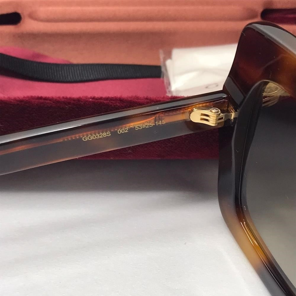 💯 Original Gucci Brown Gradient Rectangular Ladies Sunglasses GG0328S 002