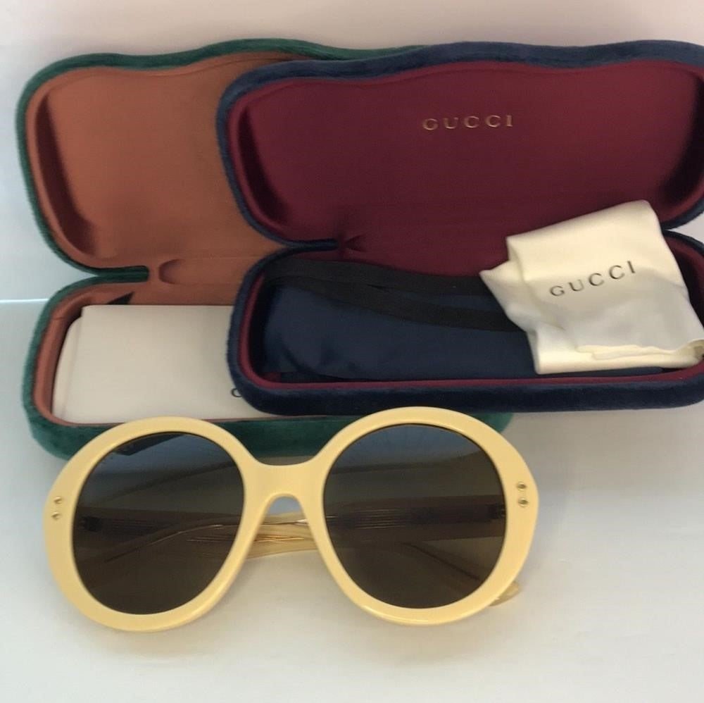 💯 Oginal New GUCCIGG1081S Round-Frame Acetate Sunglasses