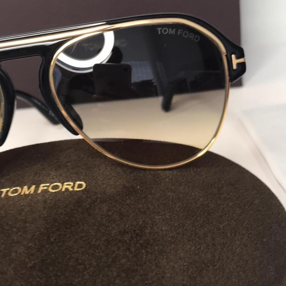 Tom Ford MARSHALL FT 0929 Shiny Black/Grey Brown Shaded 58/16/145 unisex Sunglas