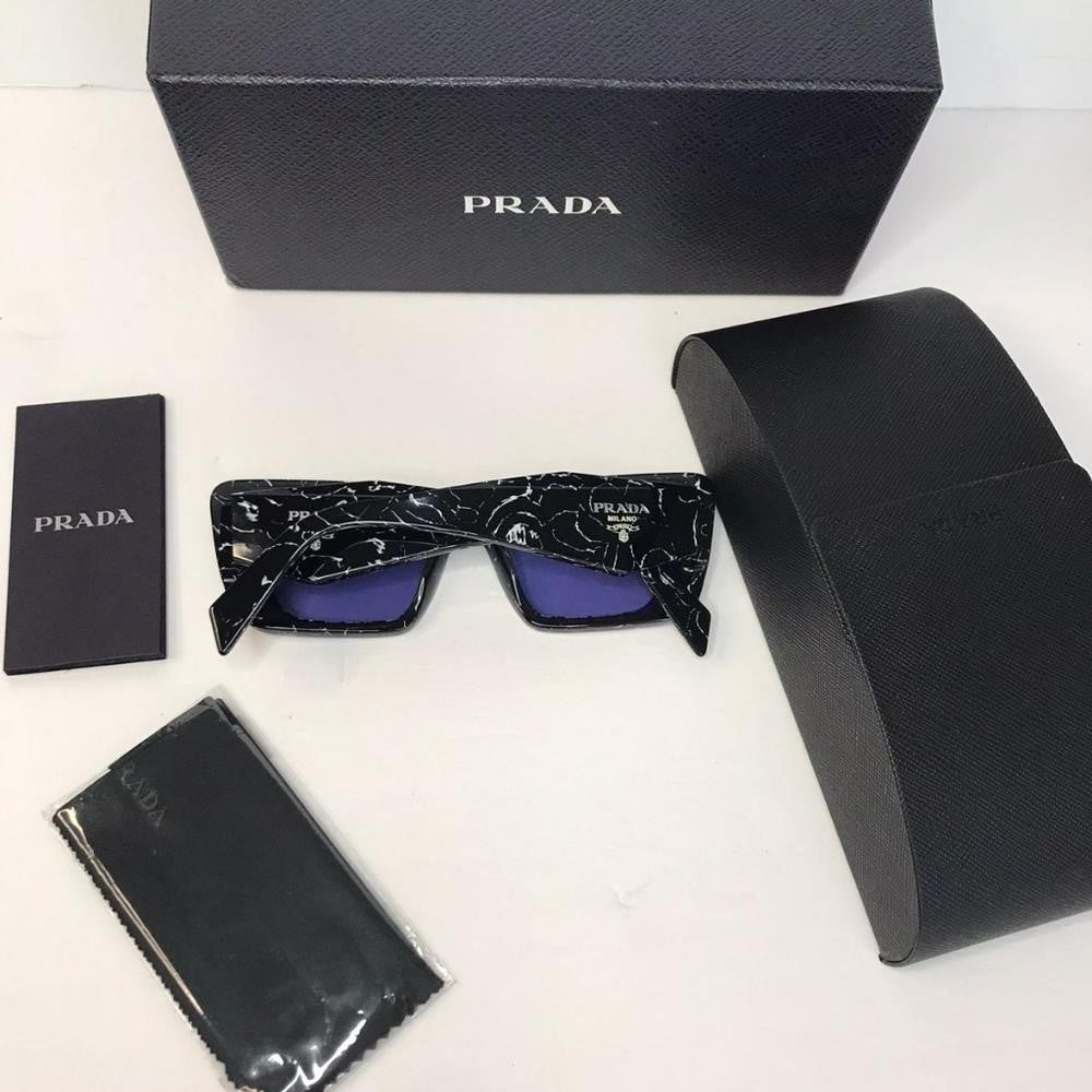 Prada PR-08YSF 03V01O Sunglasses Women's Black Dark Grey Butterfly Shape 51mm