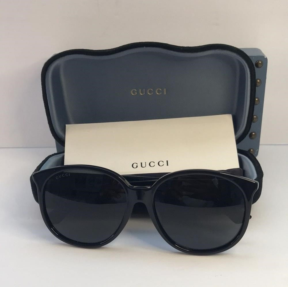 💯 - New trendy Original Gucci GG0261SA 001 Black Round Sunglasses