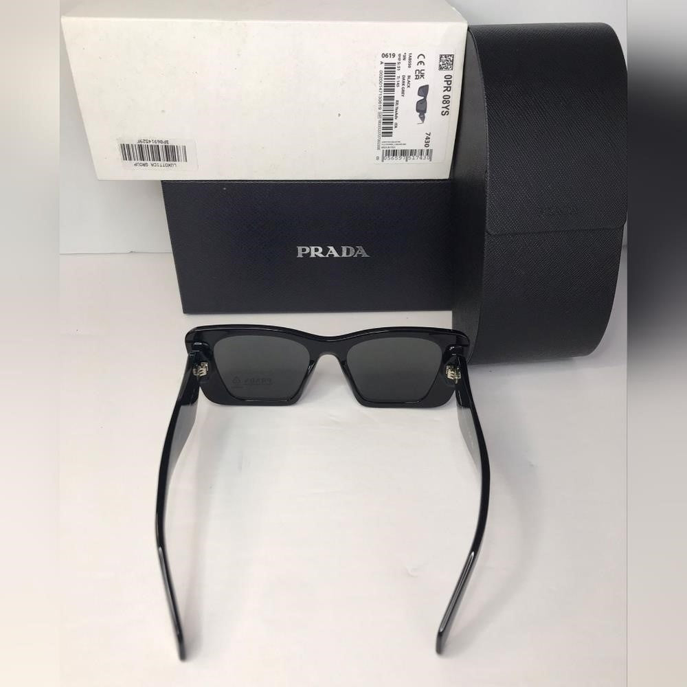 💯 - Authentic New Prada PR-08YS 1AB5S0 Sunglasses Women's Black Dark Grey Bu…