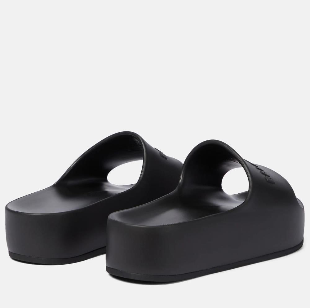 💯 New Original BALENCIAGA Logo rubber platform slides