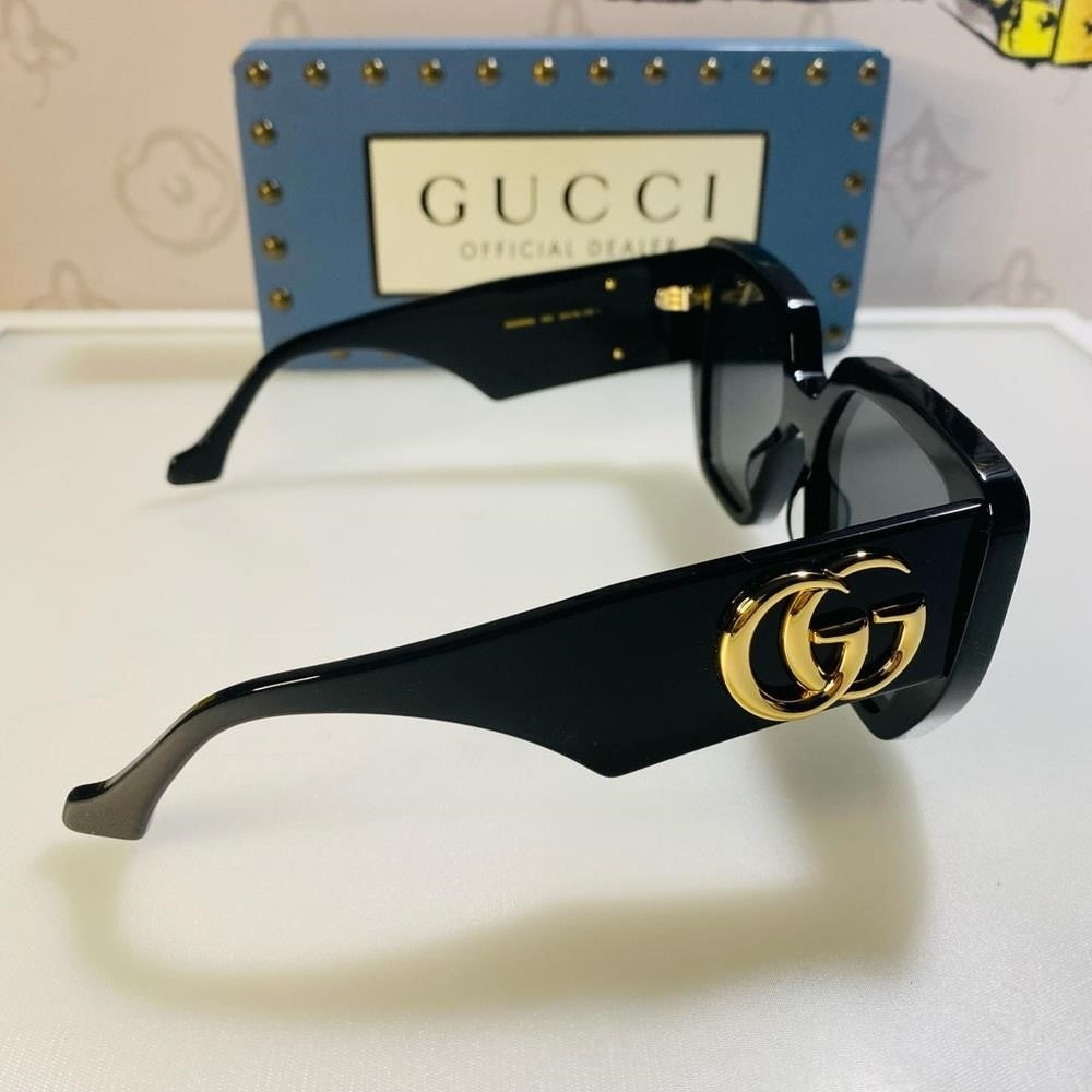 New Gucci Geometric Men’s Women’s Sunglasses GG0956S 003 Black/Gold 54mm