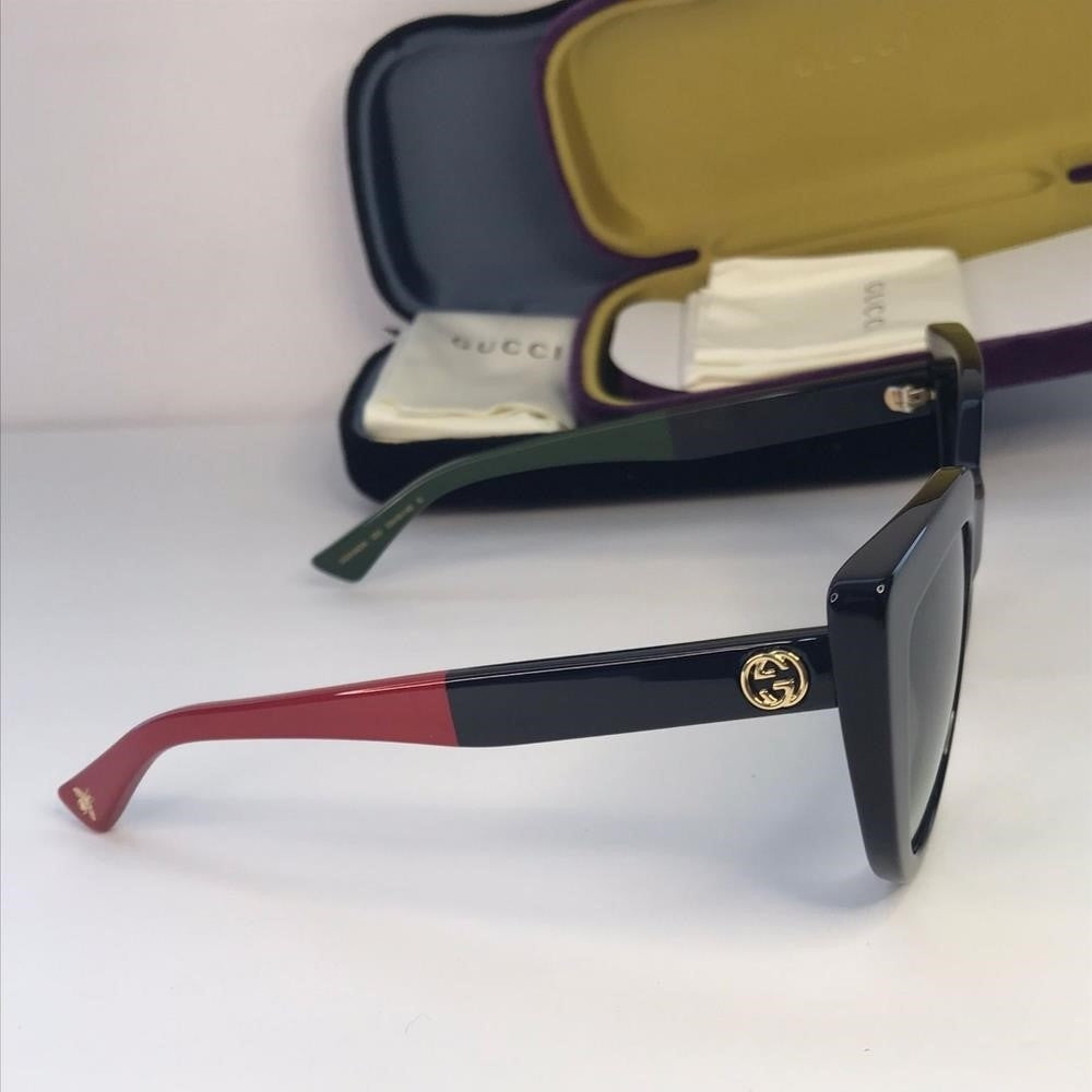 Gucci Sunglasses GG0164SN 003 Black with Red and Green Green Gradient