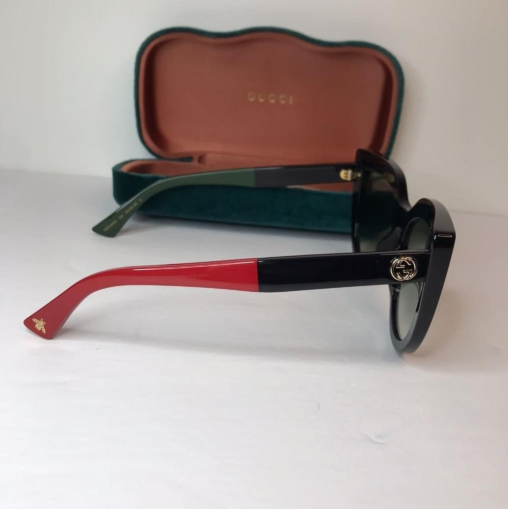 New - 💯 Original Gucci Sunglasses GG0164SN 003 Black with Red and Green Brown