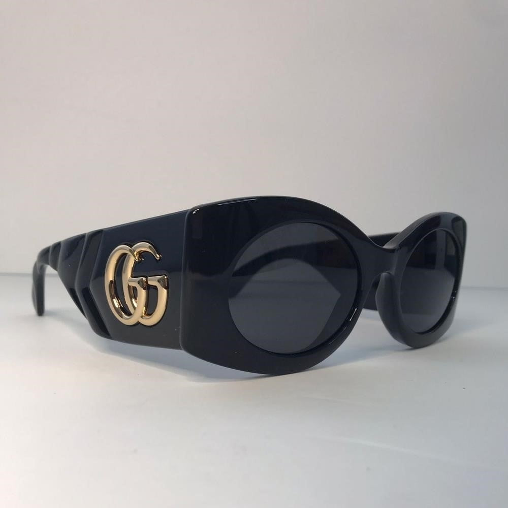 New- 💯 Original  Gucci GG0810S 001 Oval Quilted Thick Rim sunglasse