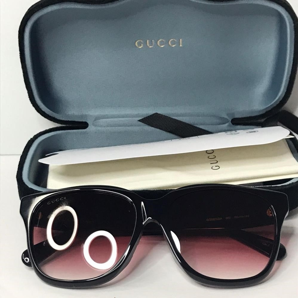 Gucci Sunglasses Women's GG0800SA 002 Black/Red Gradient Lenses 56mm