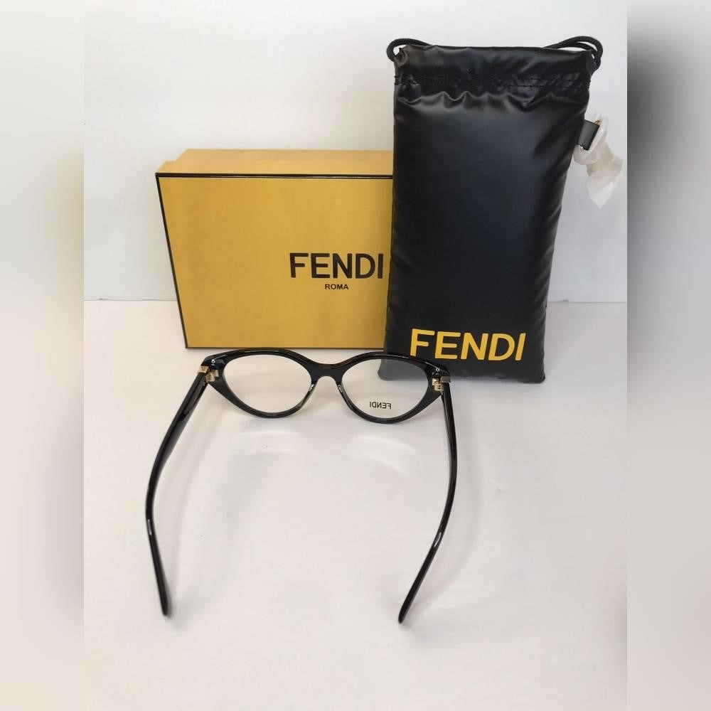 💯 Original FE50020I 001 53Fendi 53 mm Shiny Black Eyeglass Frames