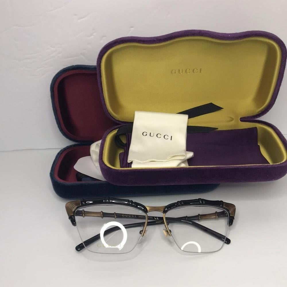 💯 Original Gucci GG0660O 001 58mm Black/Black Semi-Rimless Eyeglasses Frames.