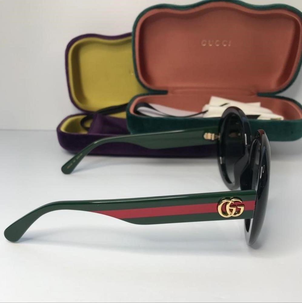 💯 Original Gucci Web Sunglasses GG0712S 001 Black-Green-Red/Grey Gradient Lens