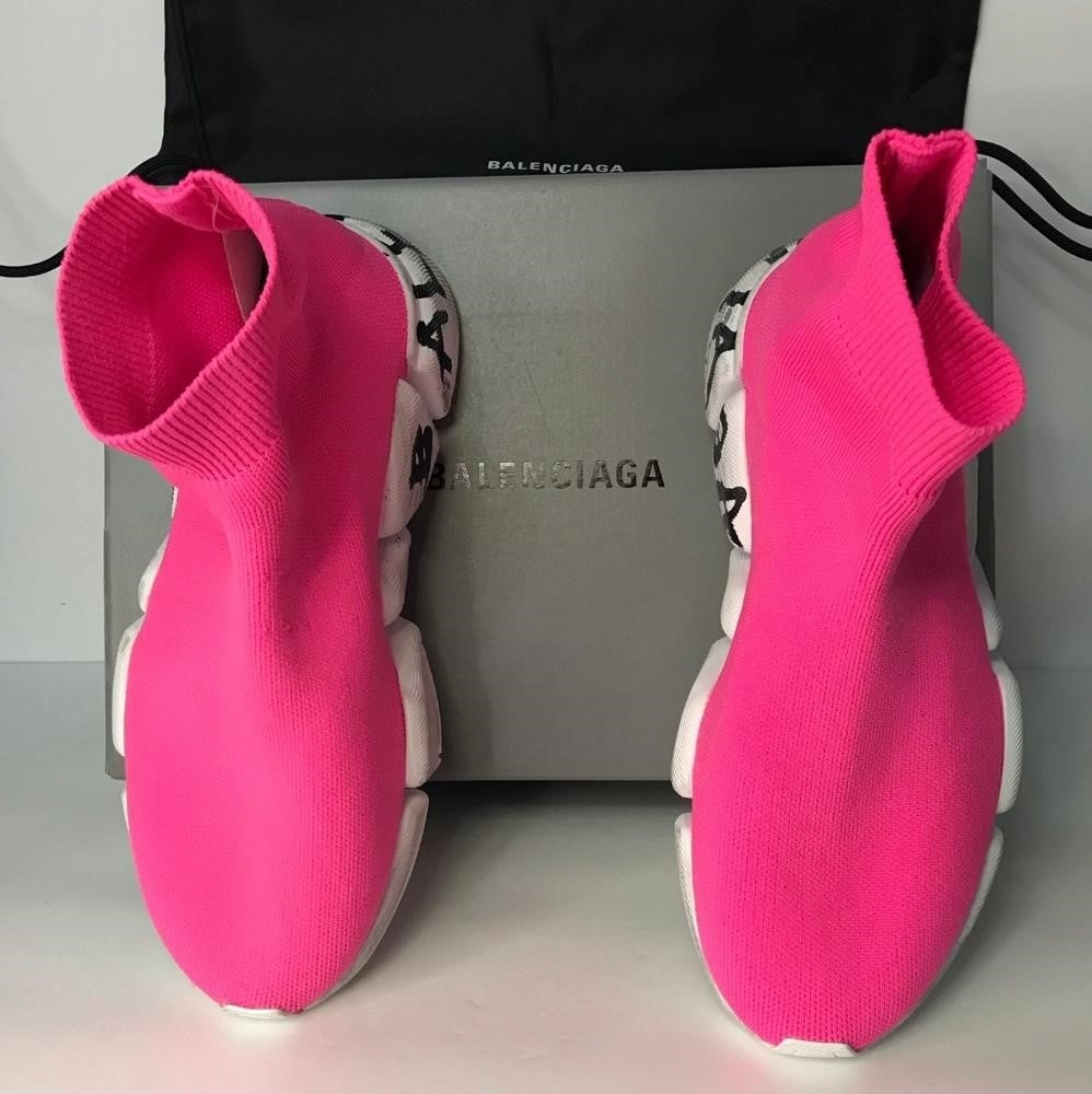 New Authentic Balenciaga Speed 2.0 Graffiti Recycled Knit Sock Sneaker