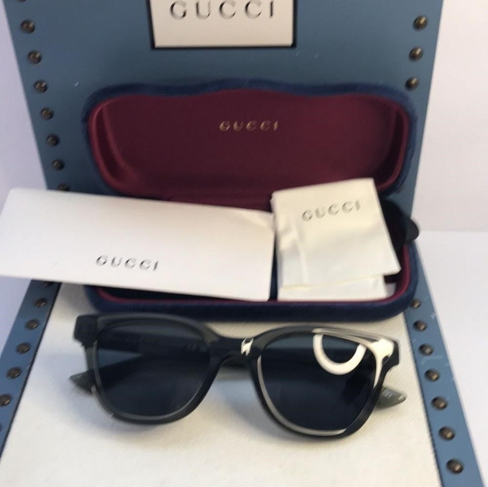 NEW GUCCI GG1116S 003 Gray Blue Square Men Unisex Sunglasses