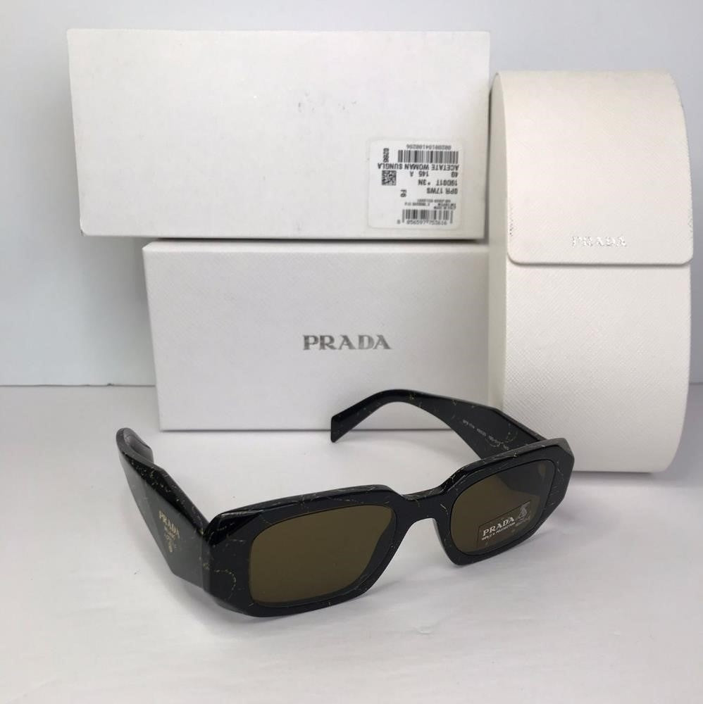 Authentic Prada0PR 17WS Sunglasses in Black/Yellow Marble