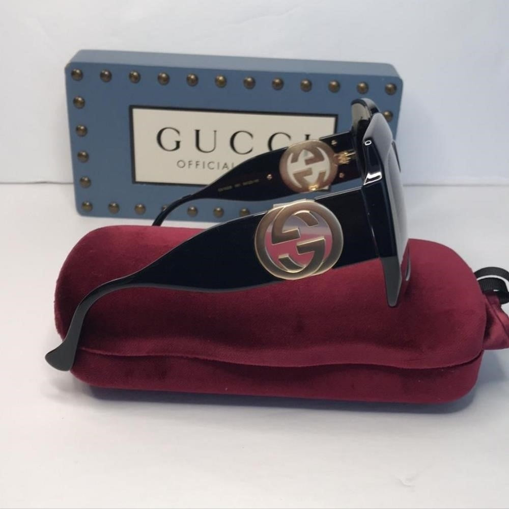 💯- Authentic New GUCCIGG1022S 001 Black /Gold Sunglasses