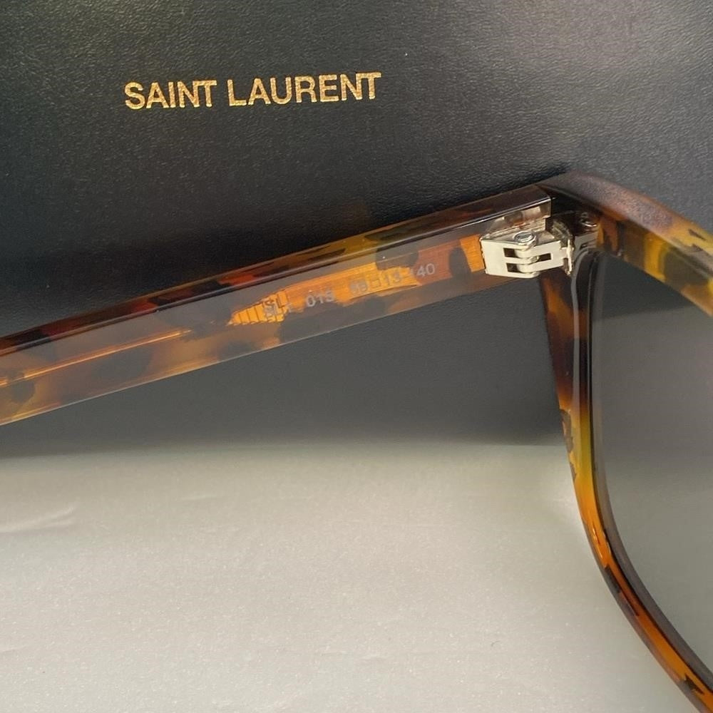 💯- New Authentic SAINT LAURENT  Acetate Flat Top SL1 015 Sunglasses Tortoise