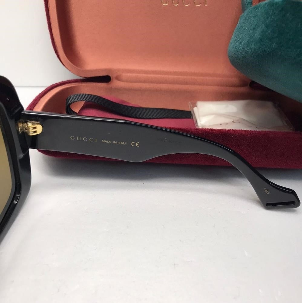 💯 Original  GUCCIAcetate Square Frame Sunglasses GG0498S Black