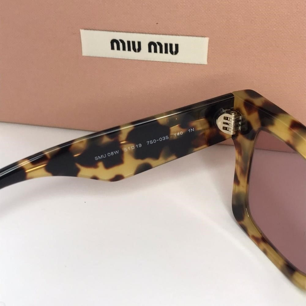 💯 Original MU 08WS MIU MIU Tortoiseshell square sunglasses