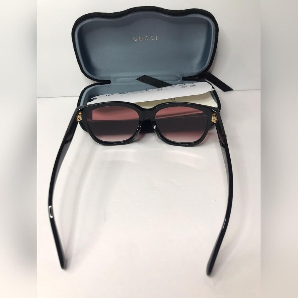 💯 - New- Gucci Sunglasses Women's GG0800SA 002 Black/Red Gradient Lenses 56mm