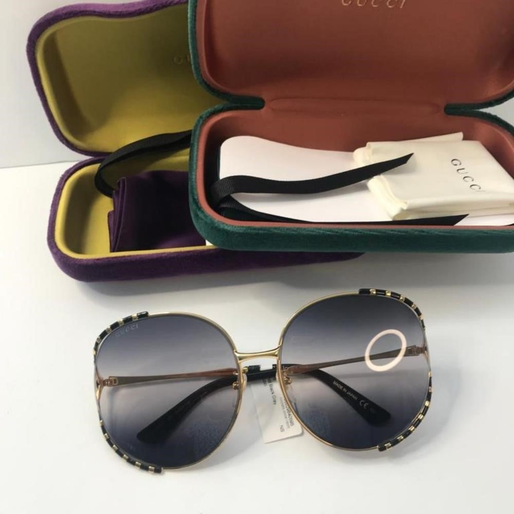 New - 💯 Original  GUCCIMetal Round Frame GG0595S Sunglasses Gold Black