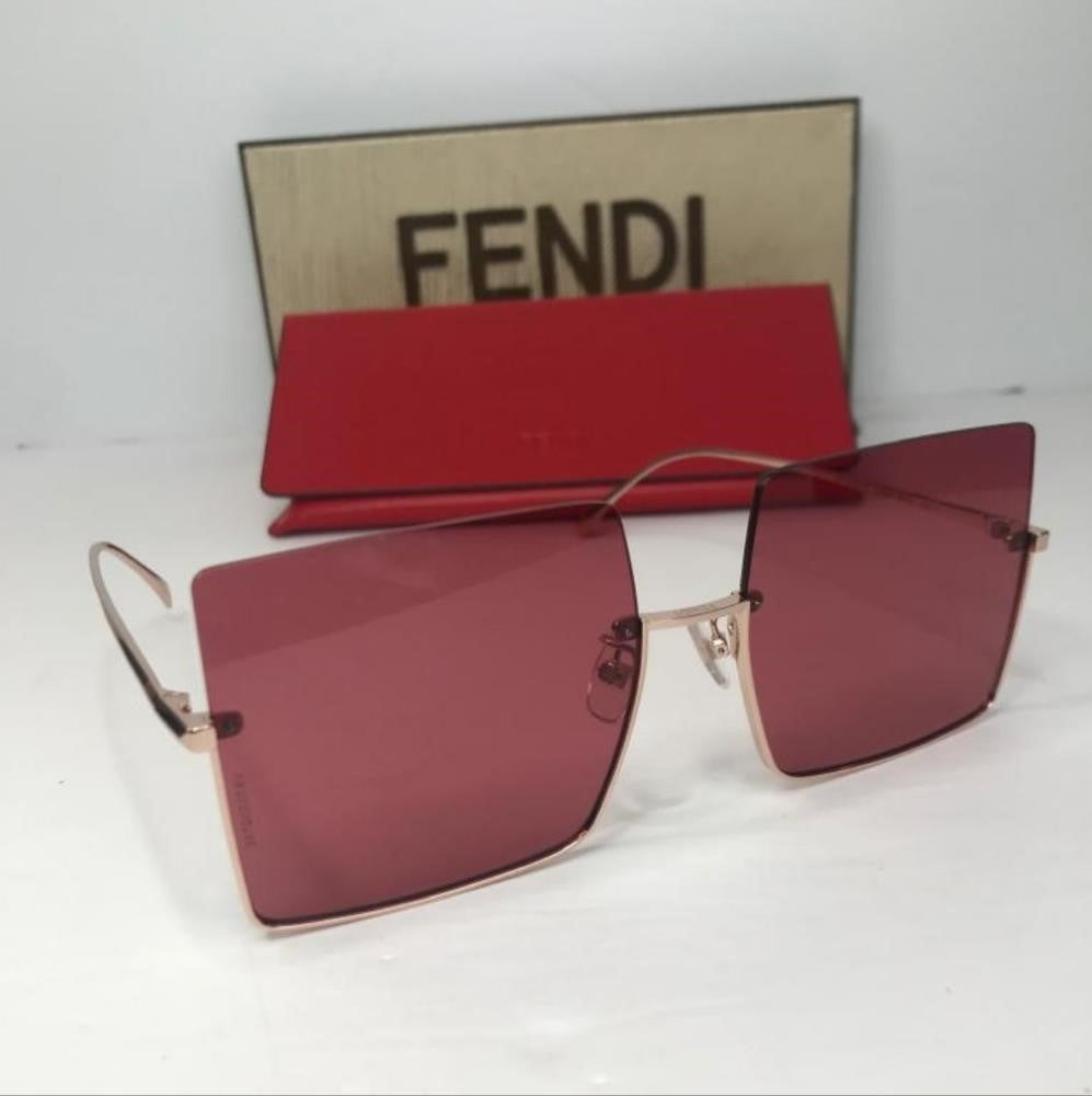 Original New Fendi Burgundy Square Ladies Sunglasses FF 0401/S 0DDB/48.