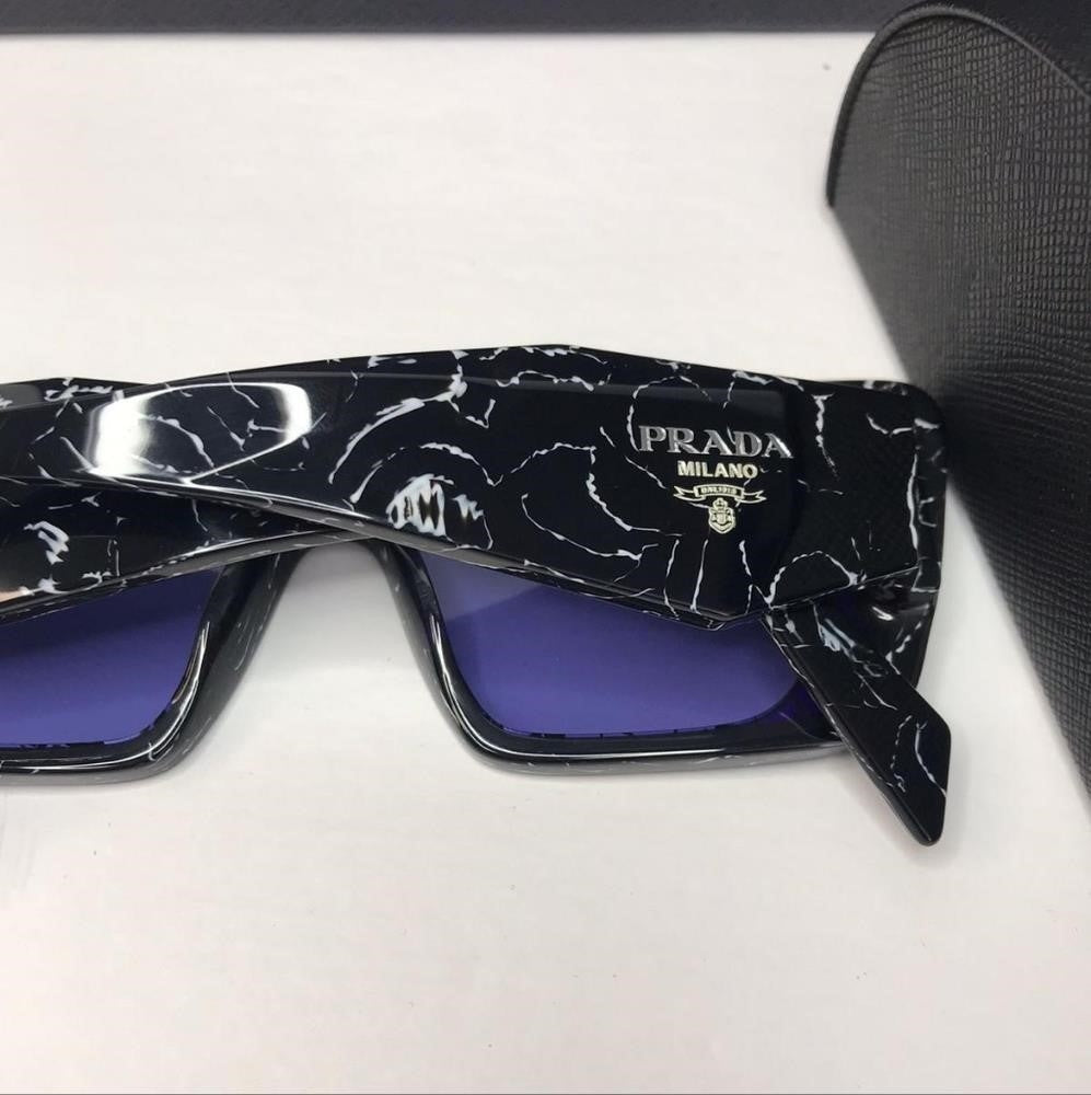 Prada PR-08YSF 03V01O Sunglasses Women's Black Dark Grey Butterfly Shape 51mm