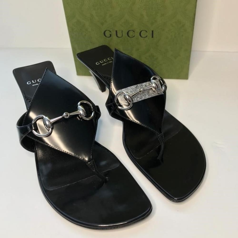 New 💯 Original GUCCIMariame Leather Bit Thong Sandals