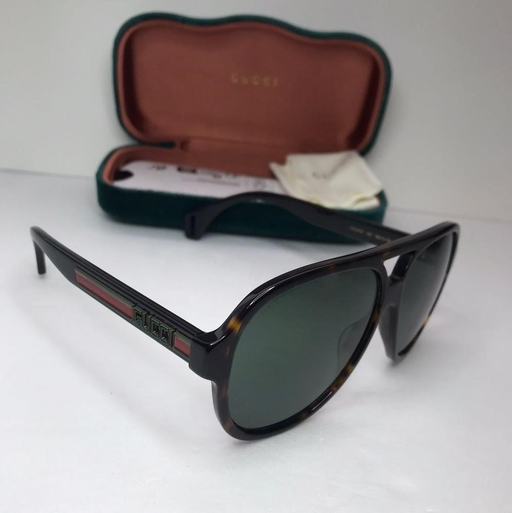 New - 💯 Original Gucci GG0463S Men's Aviator Sunglasses, Brown/Green