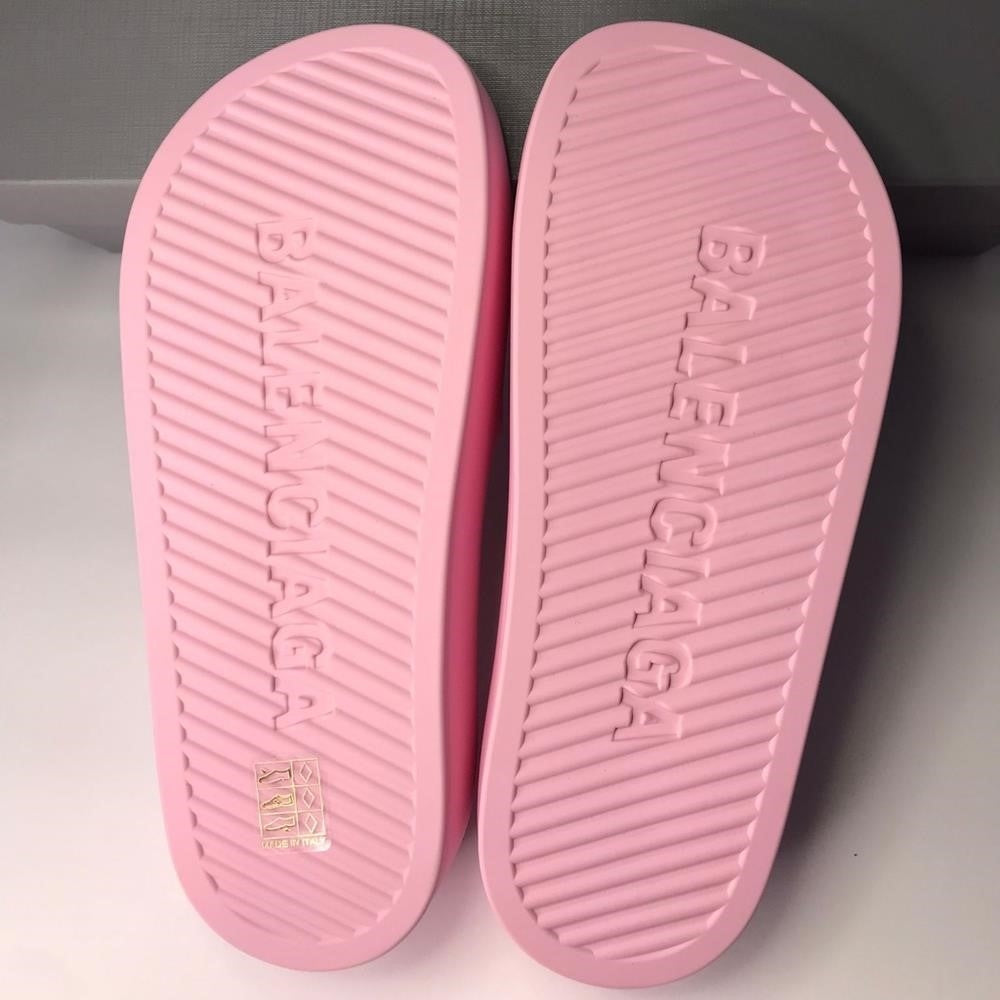 New Original Balenciaga pink Logo Platform Slide Sandal