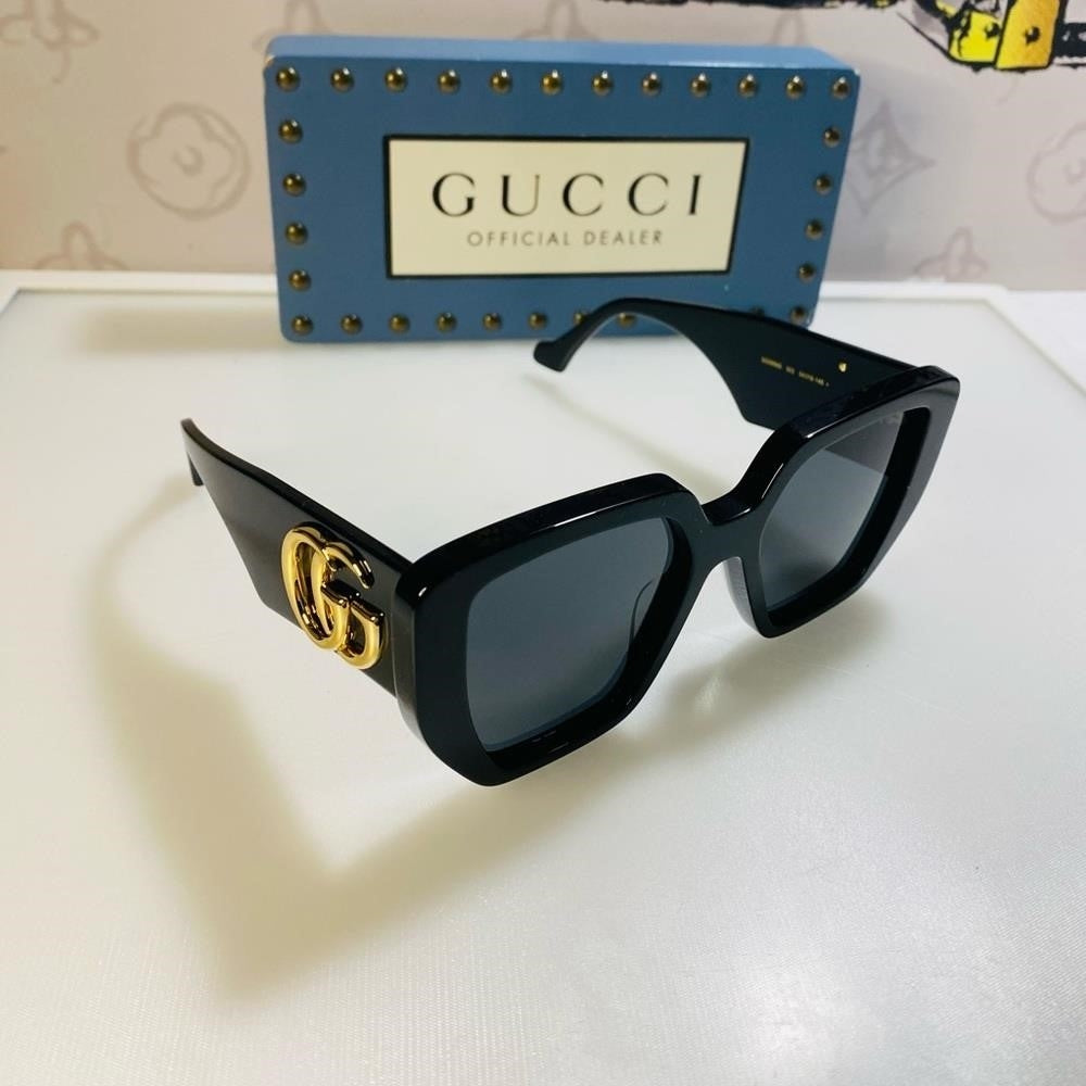 New Gucci Geometric Men’s Women’s Sunglasses GG0956S 003 Black/Gold 54mm